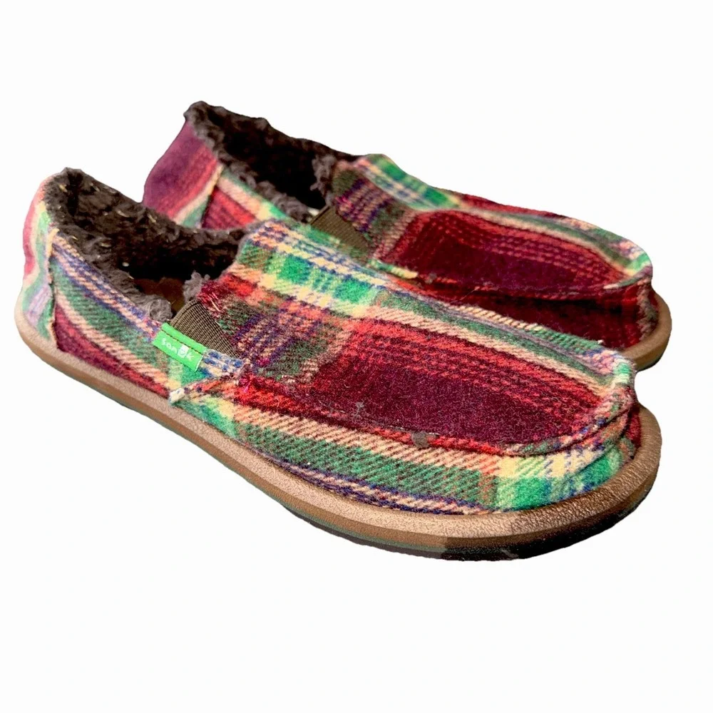 New Sz 5 Sanuk‎ Vagabond Sidewalk Surfer 50% Wool Loafer Shoes Slippers Youth